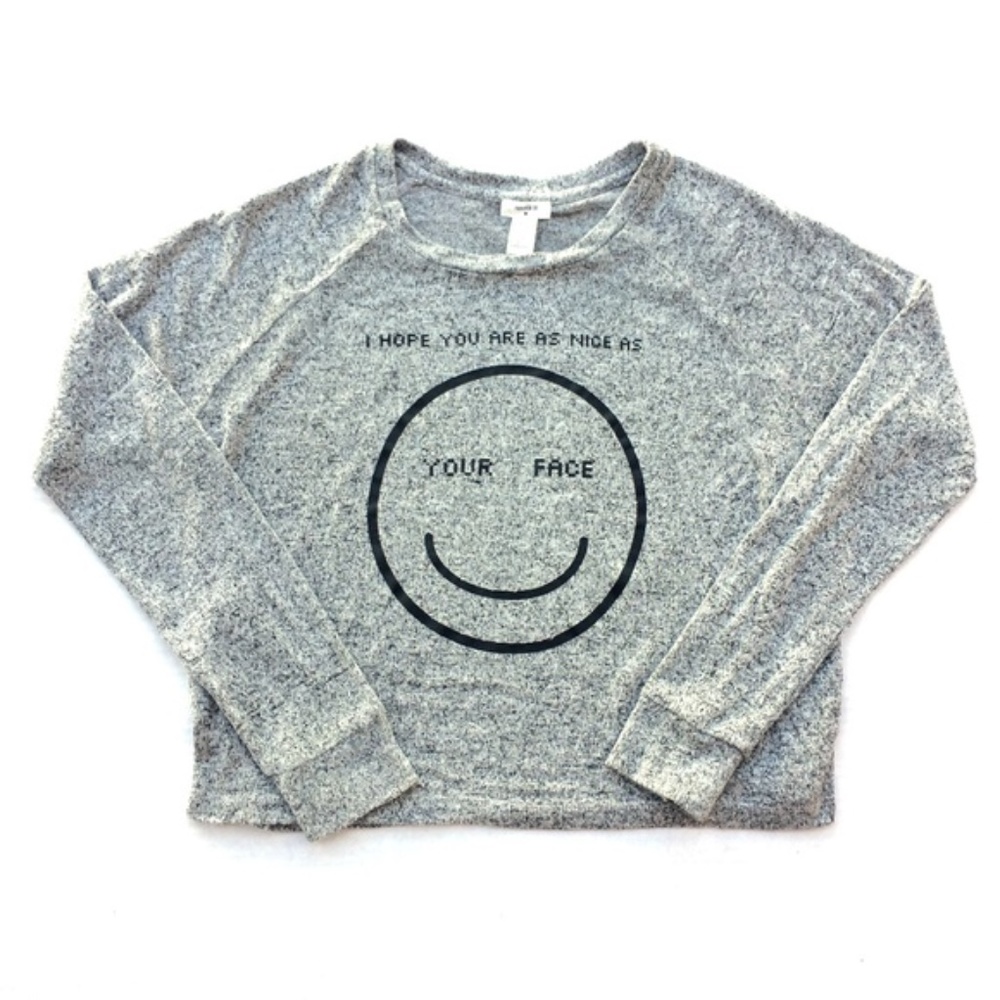 Nice As Your Face Retro Graphic Marly Gray Crop